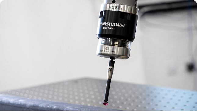Renishaw probe inspecting a manufactured surface